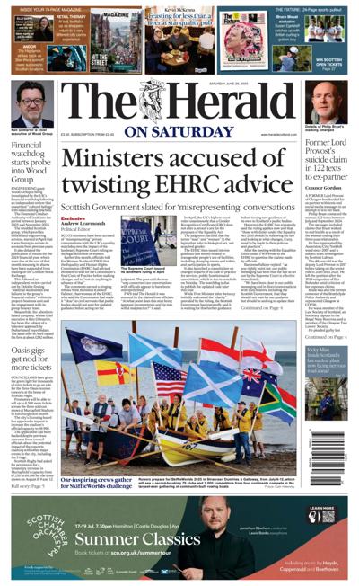 The Herald Newspaper Front Page (UK) for 28 June 2025