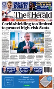 The Herald (UK) Newspaper Front Page for 28 July 2021