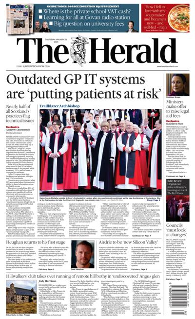The Herald Newspaper Front Page (UK) for 29 January 2026