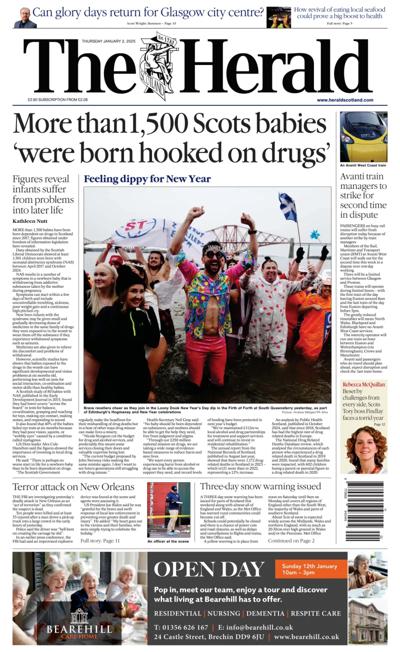 The Herald Newspaper Front Page (UK) for 2 January 2025