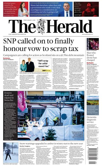 The Herald Newspaper Front Page (UK) for 2 January 2026