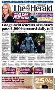 The Herald (UK) Newspaper Front Page for 2 July 2021