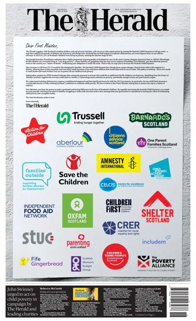 The Herald Newspaper Front Page (UK) for 30 April 2025