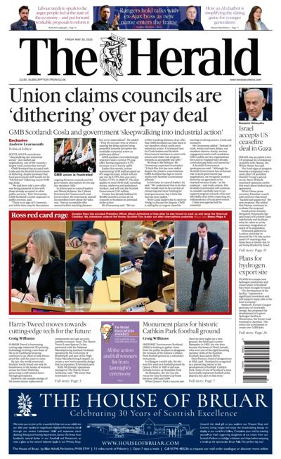 The Herald Newspaper Front Page (UK) for 30 May 2025