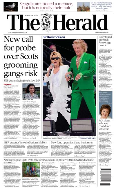 The Herald Newspaper Front Page (UK) for 30 June 2025