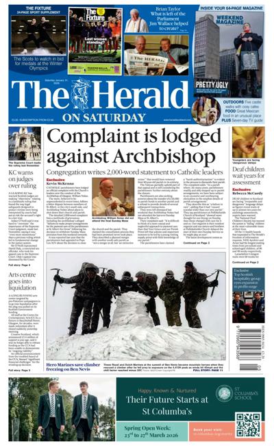 The Herald Newspaper Front Page (UK) for 31 January 2026