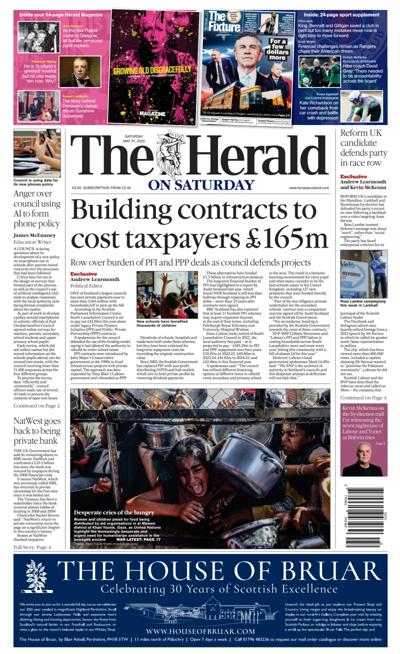 The Herald Newspaper Front Page (UK) for 31 May 2025