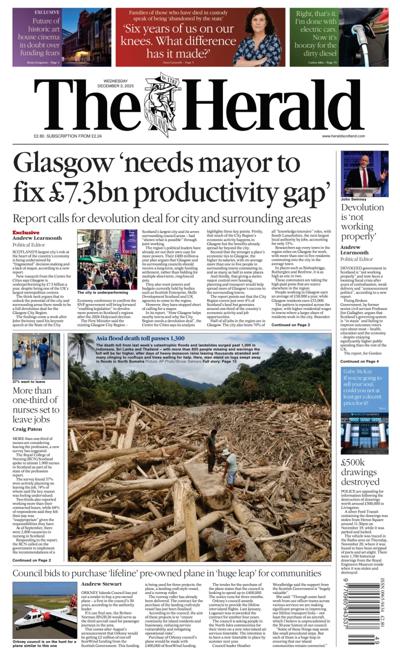 The Herald Newspaper Front Page (UK) for 3 December 2025