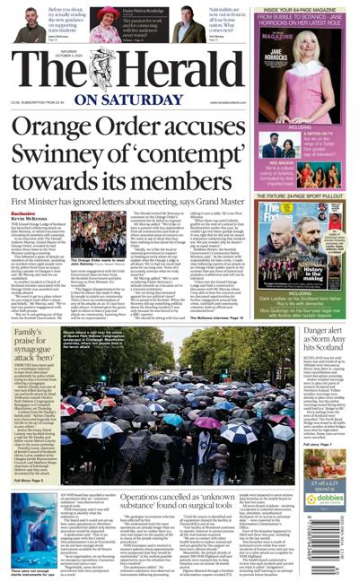 The Herald Newspaper Front Page (UK) for 4 October 2025