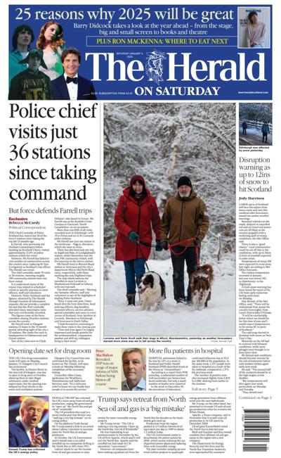 The Herald Newspaper Front Page (UK) for 4 January 2025