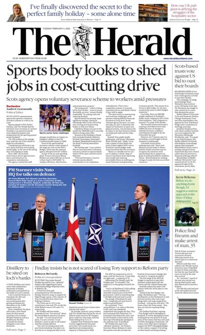 The Herald Newspaper Front Page (UK) for 4 February 2025