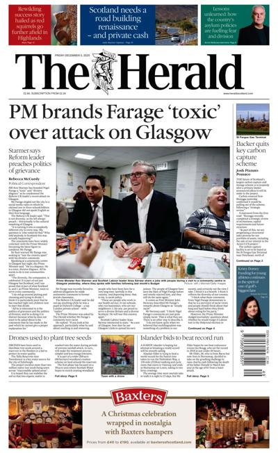 The Herald Newspaper Front Page (UK) for 5 December 2025