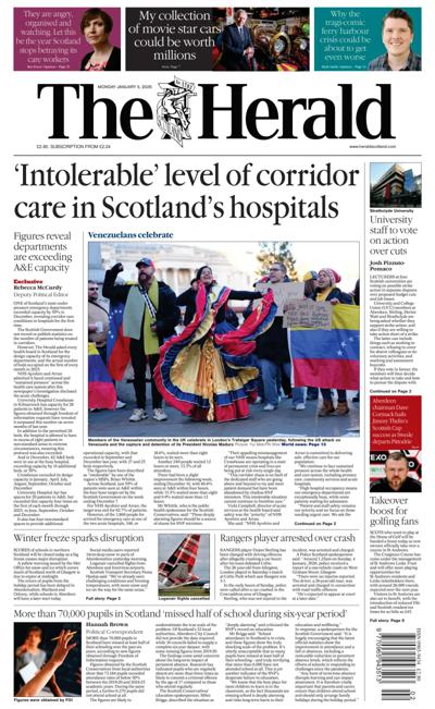 The Herald Newspaper Front Page (UK) for 5 January 2026