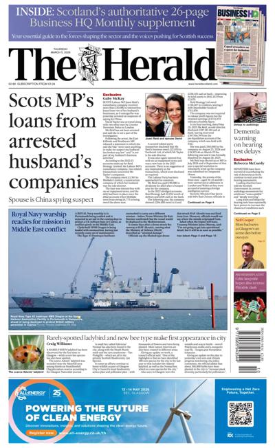 The Herald Newspaper Front Page (UK) for 5 March 2026