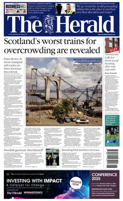 The Herald Newspaper Front Page (UK) for 6 February 2025