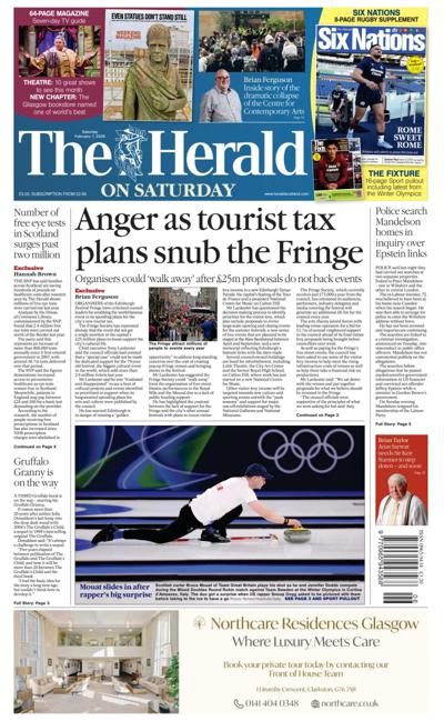 The Herald Newspaper Front Page (UK) for 7 February 2026