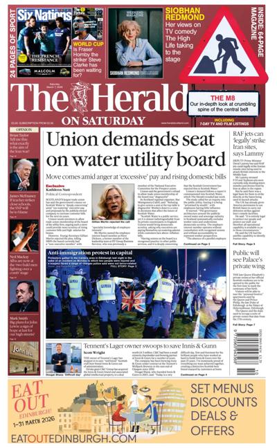 The Herald Newspaper Front Page (UK) for 7 March 2026
