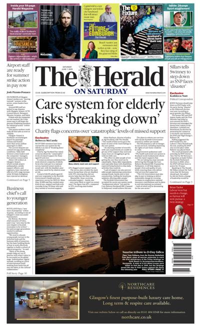 The Herald Newspaper Front Page (UK) for 7 June 2025