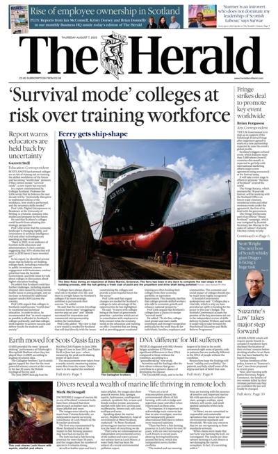 The Herald Newspaper Front Page (UK) for 7 August 2025