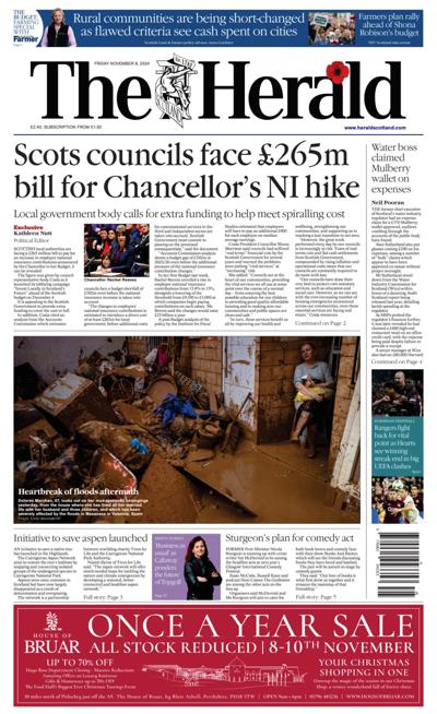 The Herald Newspaper Front Page (UK) for 8 November 2024