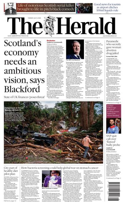 The Herald Newspaper Front Page (UK) for 8 July 2025