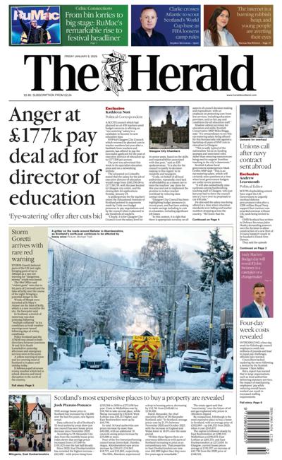 The Herald Newspaper Front Page (UK) for 9 January 2026