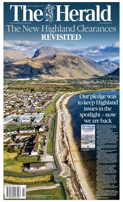 The Herald Newspaper Front Page (UK) for 9 February 2026