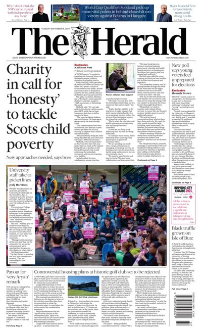 The Herald Newspaper Front Page (UK) for 9 September 2025