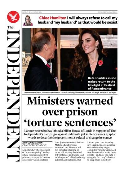 The Independent Newspaper Front Page (UK) for 10 November 2024