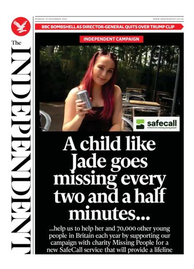 The Independent Newspaper Front Page (UK) for 10 November 2025