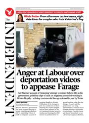 The Independent front page for 10 February 2025