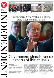 The Independent (UK) Newspaper Front Page for 10 April 2018