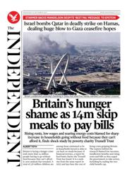 The Independent front page for 10 September 2025