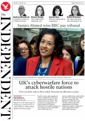 The Independent (UK) Newspaper Front Page for 11 January 2020