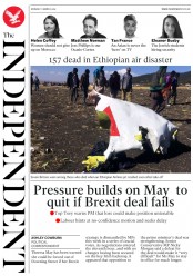 The Independent (UK) Newspaper Front Page for 11 March 2019