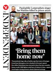 The Independent front page for 12 October 2025