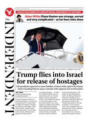 The Independent front page for 13 October 2025