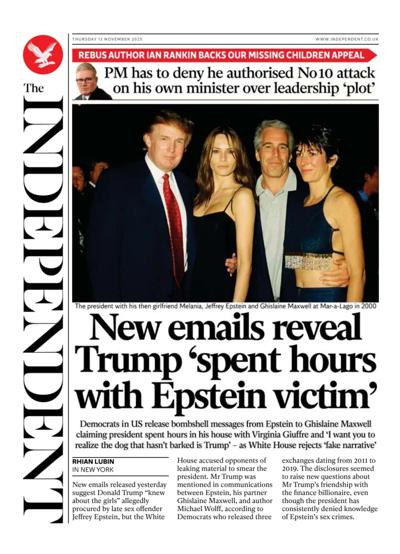 The Independent Newspaper Front Page (UK) for 13 November 2025