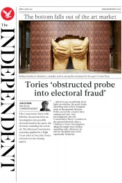 The Independent (UK) Newspaper Front Page for 13 May 2016