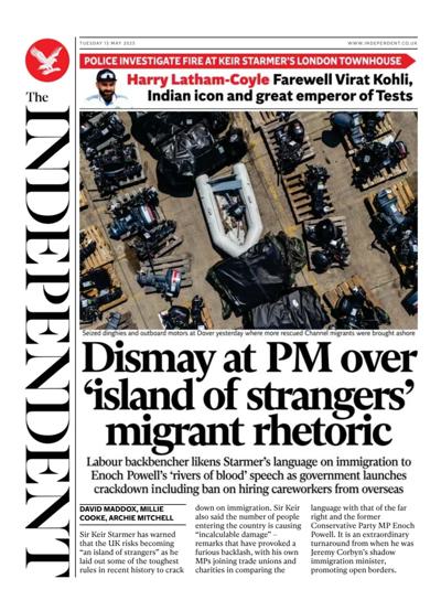 The Independent Newspaper Front Page (UK) for 13 May 2025