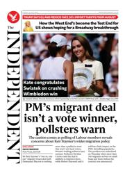 The Independent front page for 13 July 2025