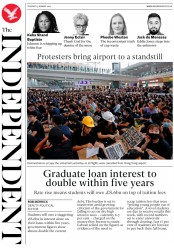 The Independent (UK) Newspaper Front Page for 13 August 2019