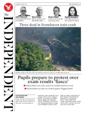 The Independent (UK) Newspaper Front Page for 13 August 2020