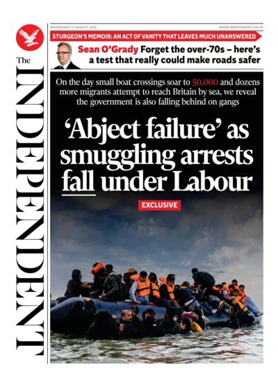 The Independent Newspaper Front Page (UK) for 13 August 2025