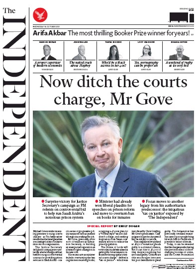 The Independent Newspaper Front Page (UK) for 14 October 2015