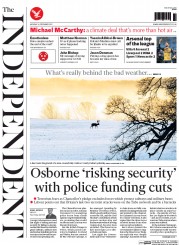 The Independent (UK) Newspaper Front Page for 14 December 2015