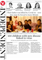 The Independent (UK) Newspaper Front Page for 14 May 2020