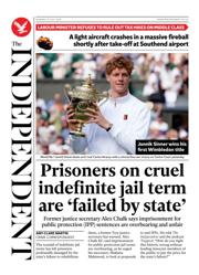 The Independent front page for 14 July 2025