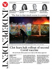 The Independent (UK) Newspaper Front Page for 15 April 2021