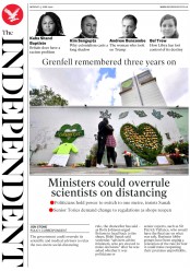 The Independent (UK) Newspaper Front Page for 15 June 2020